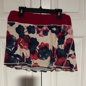 Floral Women's Skirt - Red and Blue